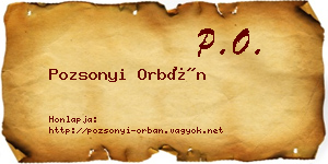 Pozsonyi Orbán névjegykártya